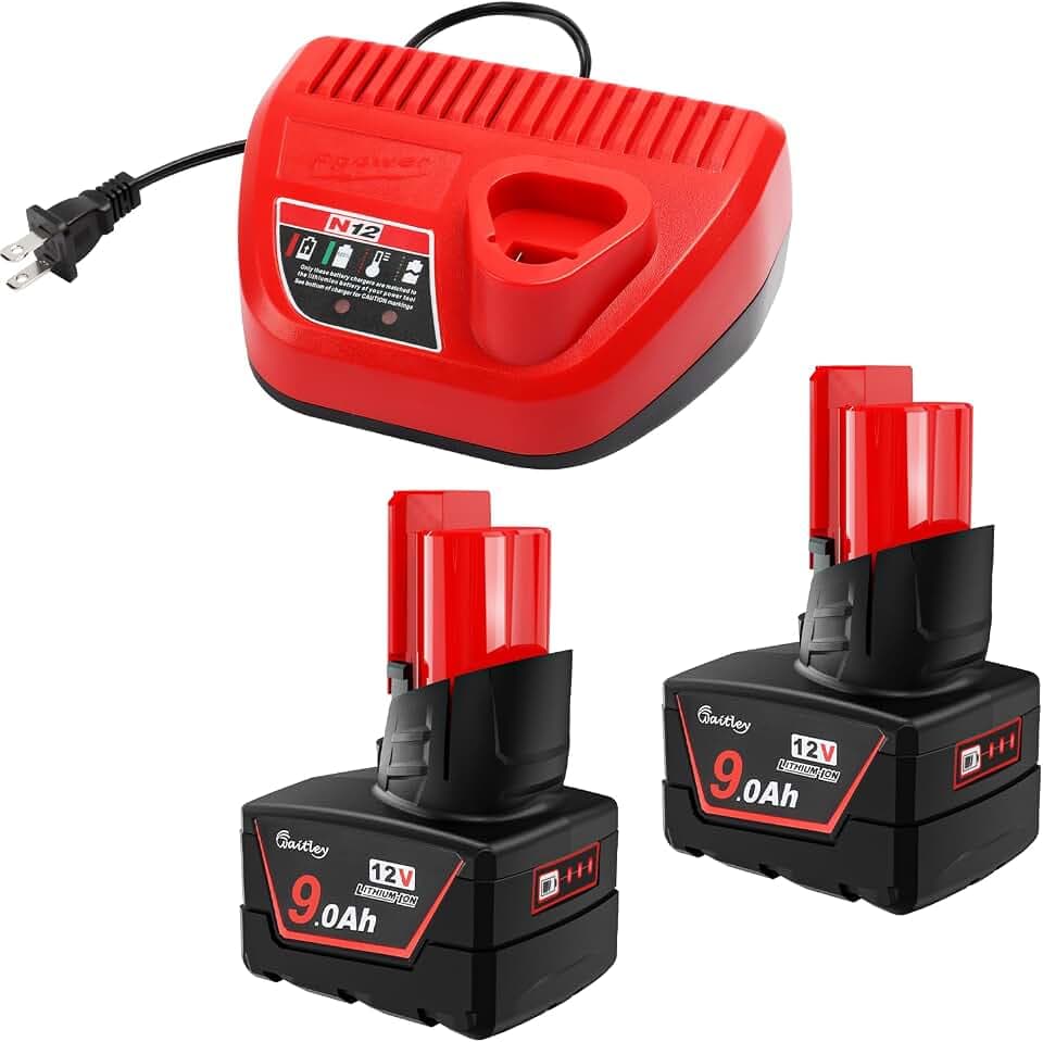 12V 9.0Ah Lithium Battery and Charger Kit Compatible with Milwaukee Tools