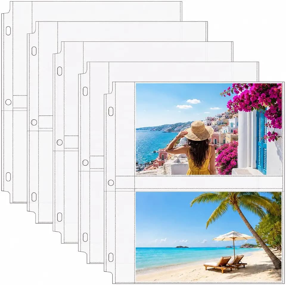 MaxGear 100 Pack 5x7 Photo Sleeves for 3 Ring Binder (400 Pictures)