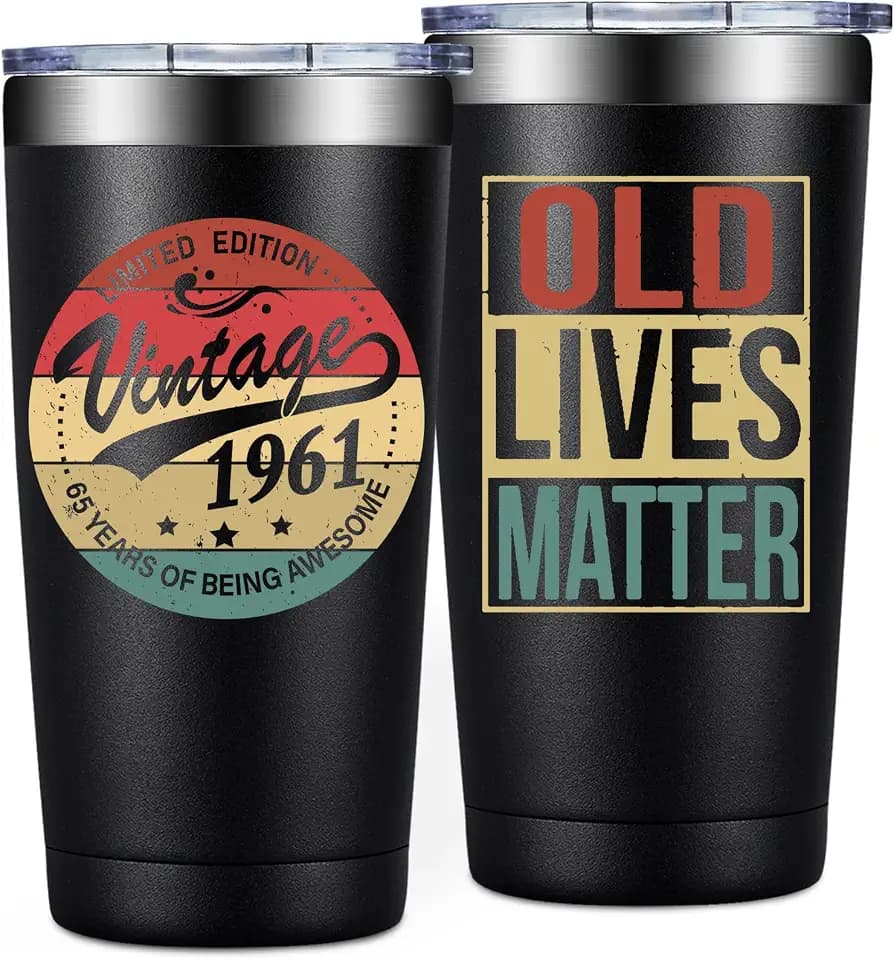 SpenMeta 65th Birthday Gifts for Men Women - Vintage 1961 Tumbler Cup 20oz