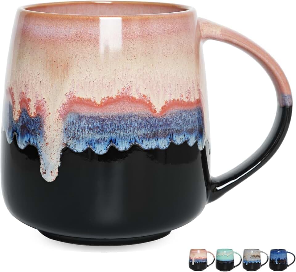 Bosmarlin Extra Large Ceramic Coffee Mug, 23 Oz, Microwave and Dishwasher Safe, Big Oversized Tea Cup, Reactive Glaze (Pink)