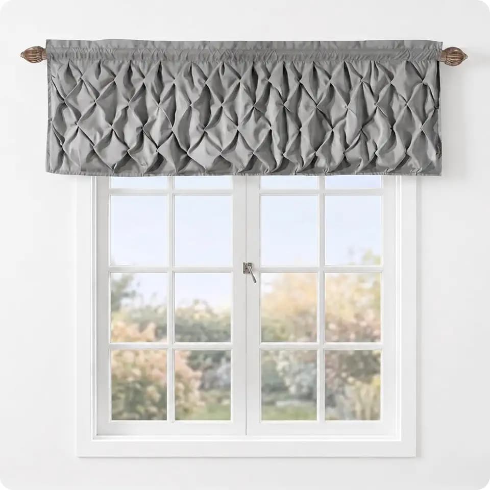 VCNY Home Pintuck Valance Curtain, Rod Pocket, Carmen Gray, 60 x 20 in