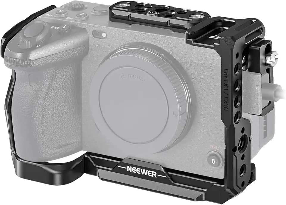 NEEWER FX3/FX30 Cage Kamera Käfig mit HDMI Cable Clamp,NATO Schiene,3/8"ARRI Positionierungslöcher, 1/4"Gewinde kompatibel mit Sony FX3 FX30 Original XLR Griff,kompatibel mit DJI RS2 RS3 Gimbal, CA011