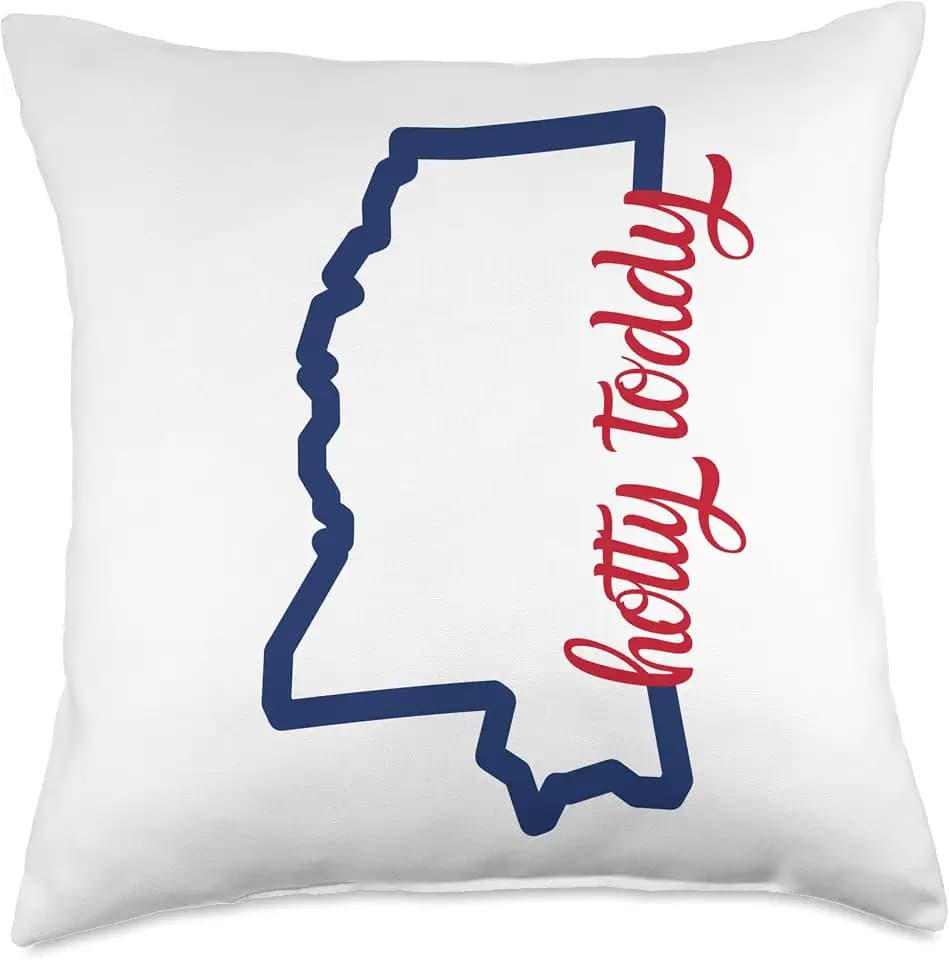 Mississippi Map Hotty Toddy Throw Pillow
