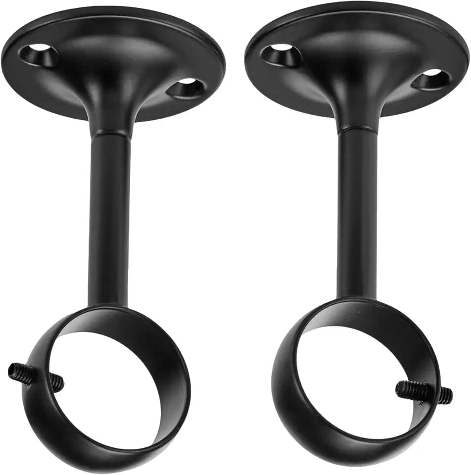 Amazon Basics Curtain Rod Ceiling-Mount Bracket Set, 4-Pack, Black Finish