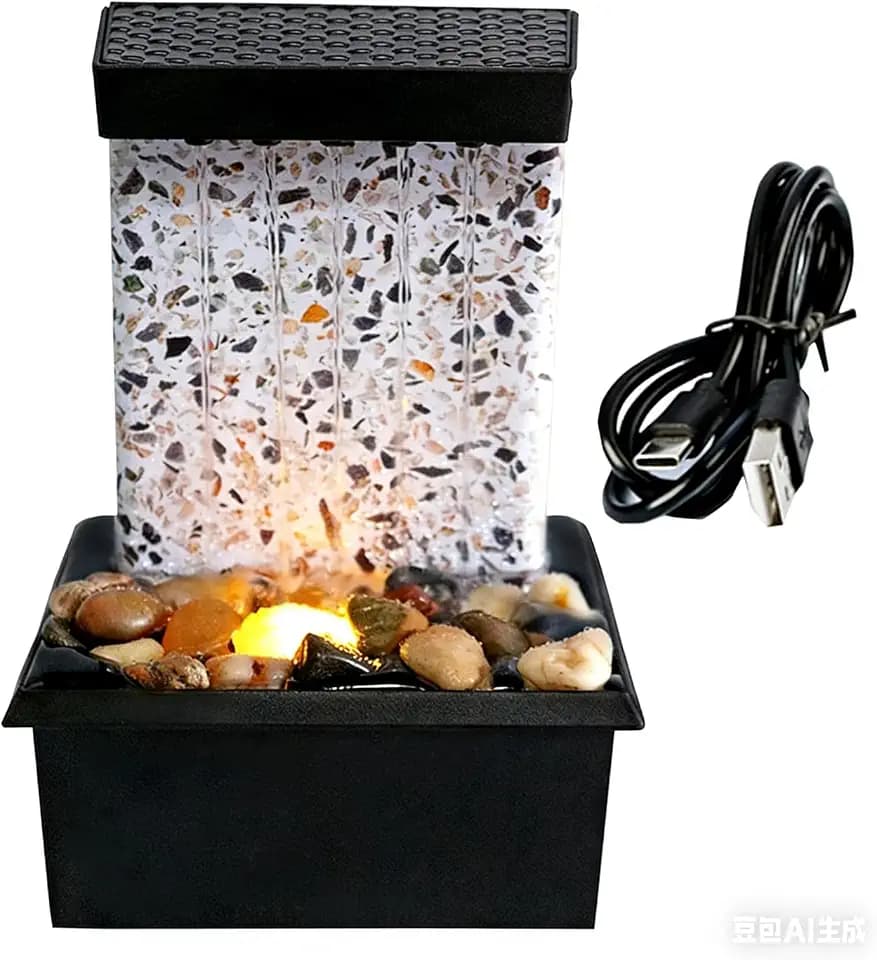 Mini Tabletop Water Fountain with LED Light & Powerful Pump – USB Powered Desktop Decor for Home, Office, and Tea Room