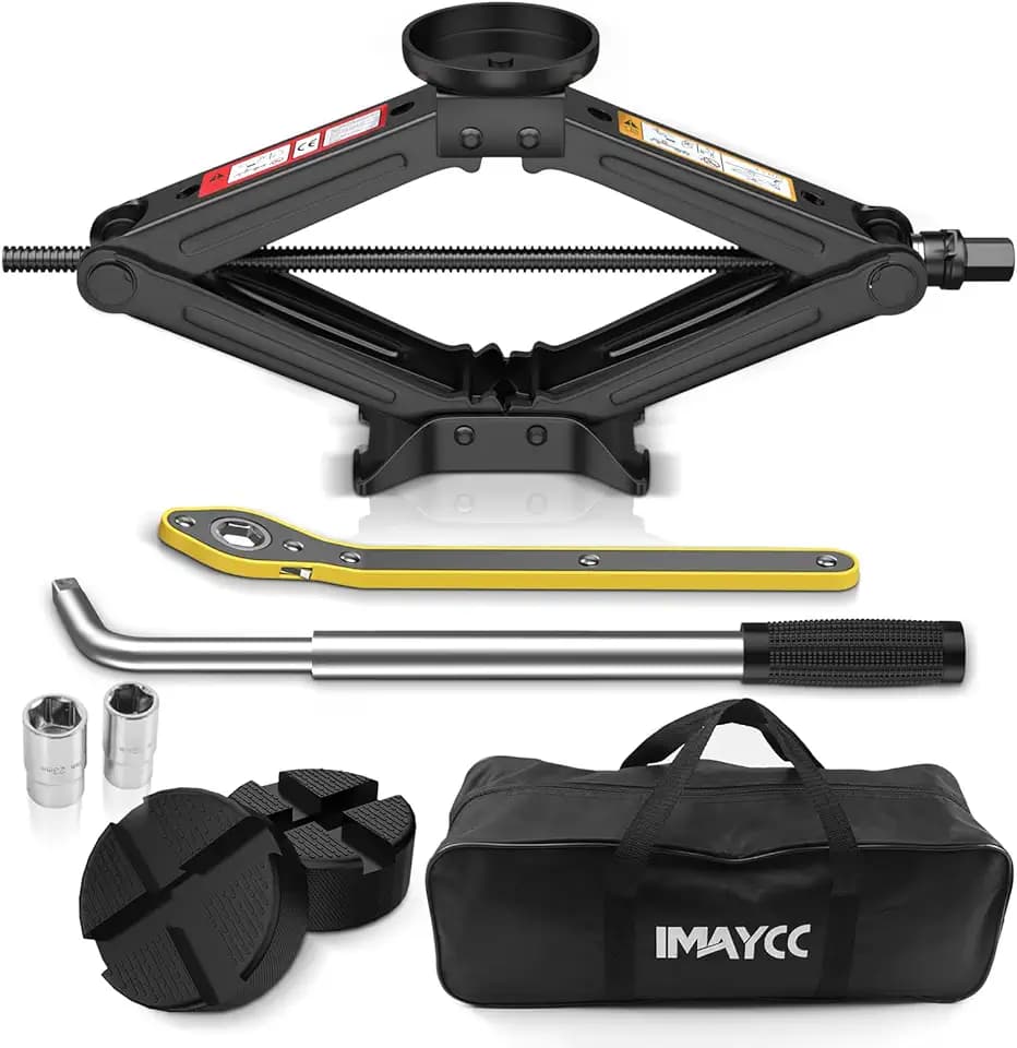 IMAYCC Wagenheber 2.5T/2500kg, Universelle Scherenwagenheber für Auto mit Gummiauflage,Tragbarer Wagenheber mit Radmutternschlüssel,Auto-Notfallset für SUV MPV,Ideal für Wartung und Reparatur(Schwarz)