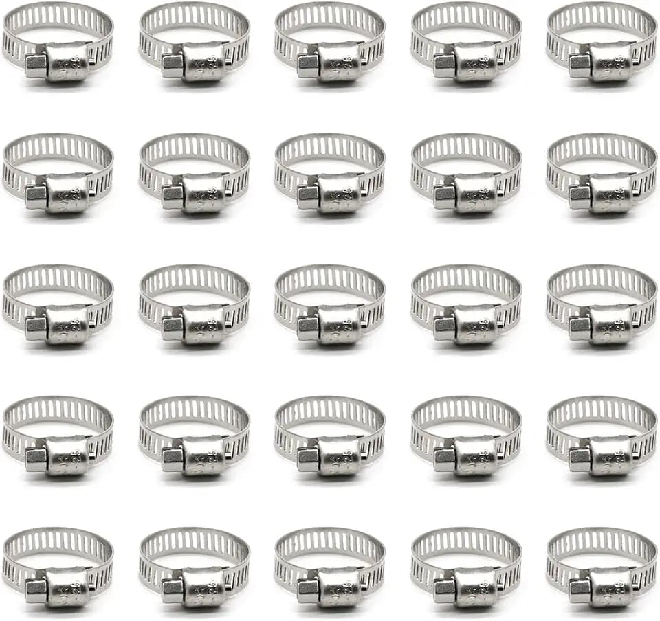 ZIPCCI Hose Clamp, 25 Pack Stainless Steel Worm Gear fuel line hose clamps, 16-25mm (5/8-1 inch)