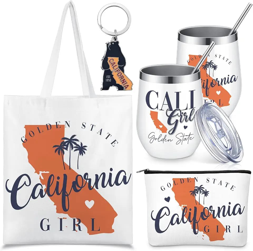 Paterr 4 Pcs California Souvenirs Gifts 12oz Tumbler Bag Keychain