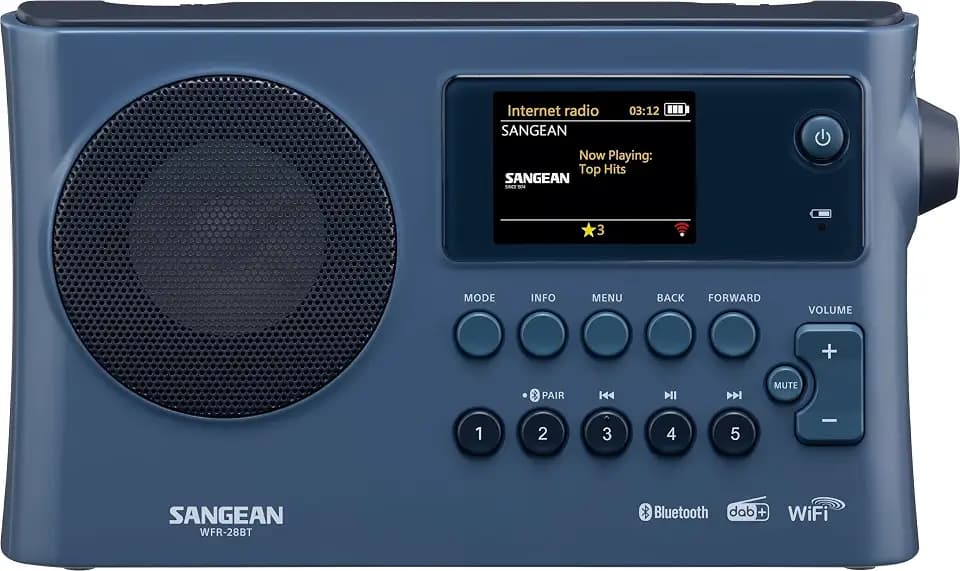SANGEAN WFR-28 BT – Portables Internet-Radio mit WiFi, Musik-Streaming, DAB+/FM, Bluetooth, AUX - Einfache Bedienung via Control-App, Schwarz (Dunkelblau)