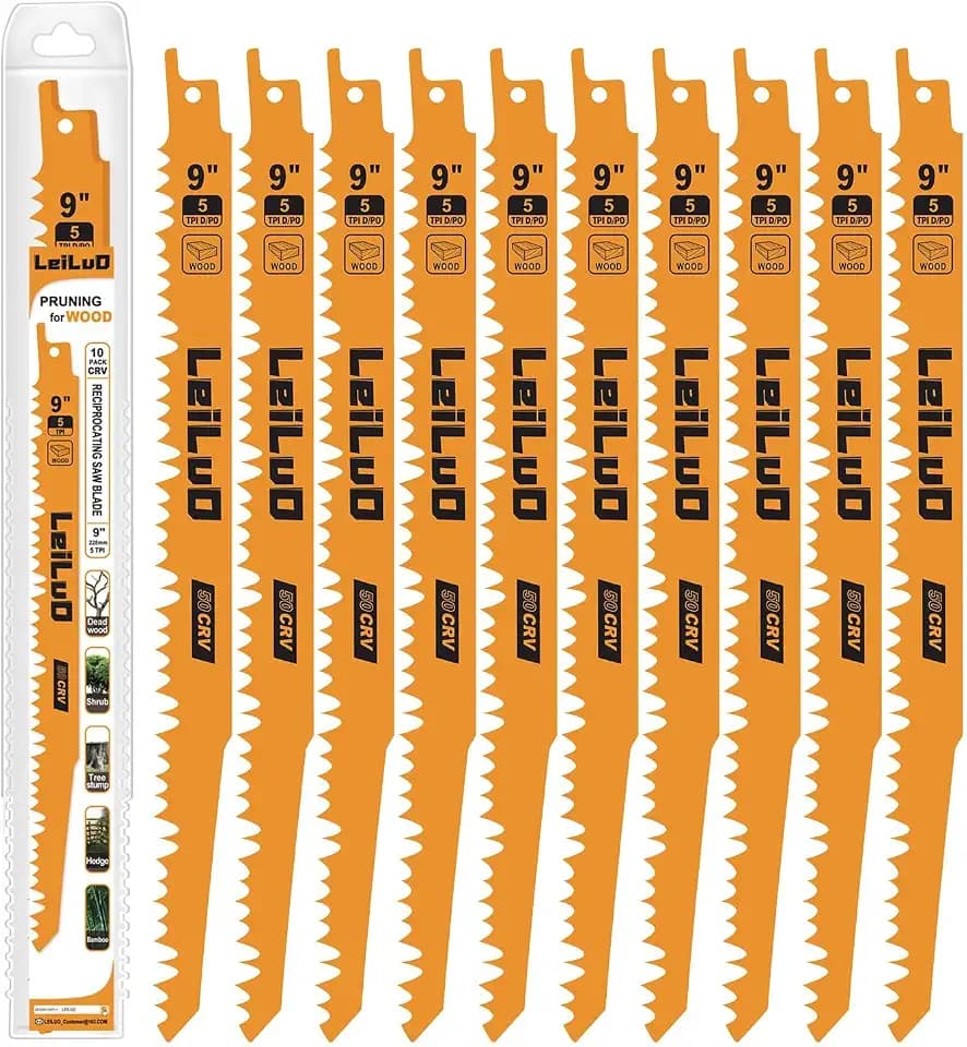 LEILUO 9-Inch Wood Pruning Reciprocating Saw Blades 20 Piece CRV Sawzall Blades 5 TPI with Storage Case