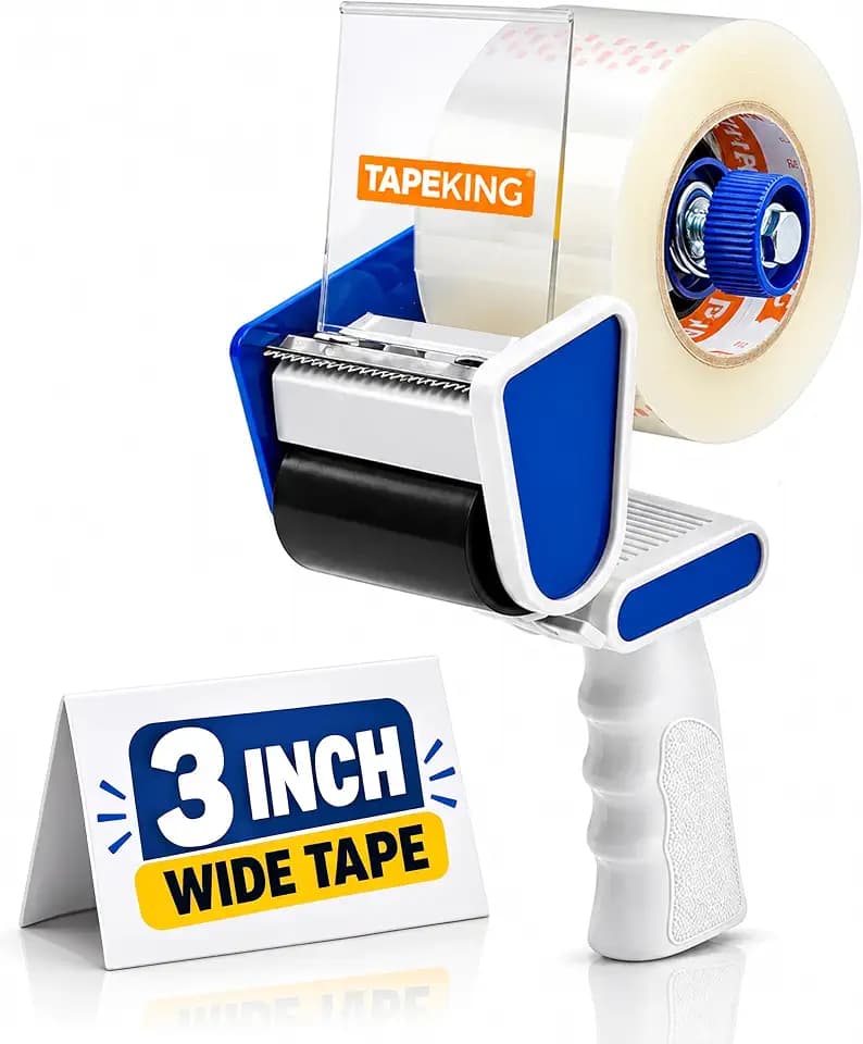 Tape King Packing Tape Dispenser Gun - Handheld Tape Gun with 1 Bonus Clear Packaging Tape (3 Inch Wide) - Shipping Tape for Sealing, Storing, and Moving Boxes, 1 Pack