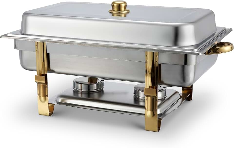Winco 8 qt Silver Malibu Stainless Steel Chafer with Accents