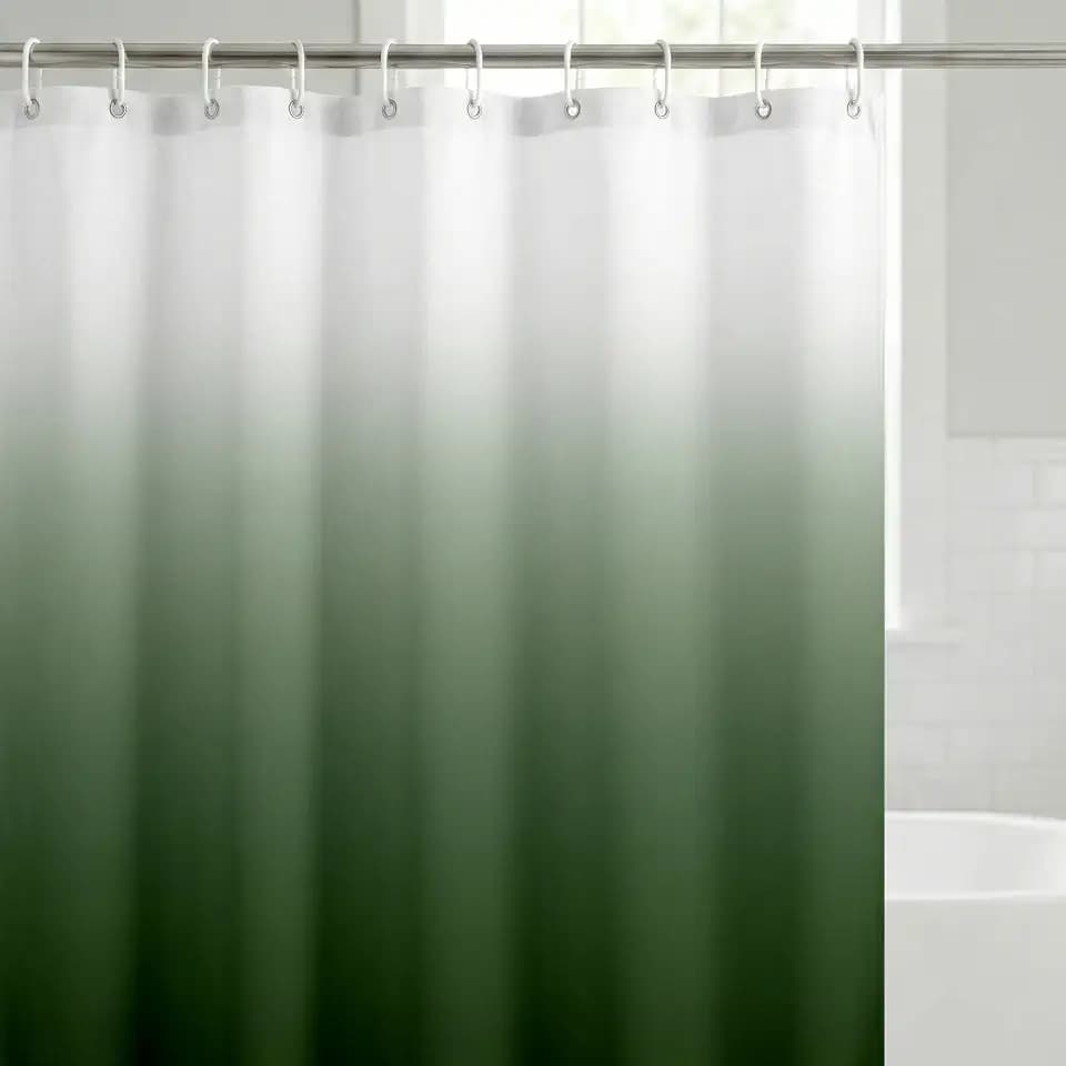 Americanflat 71x74 Green Ombre Shower Curtain - Water-Resistant Long Shower Curtain with Durable Metal Grommets and 12 Hooks - 100% Polyester