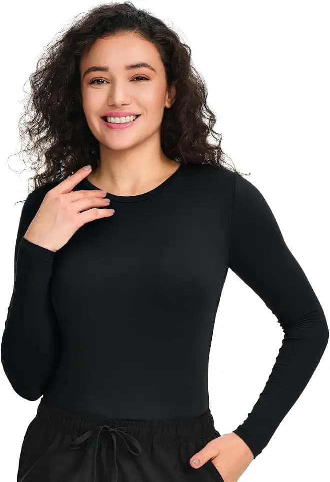 COZYFIT Underscrub Long Sleeve Women, Scrubs Undershirts, High Crew Neck