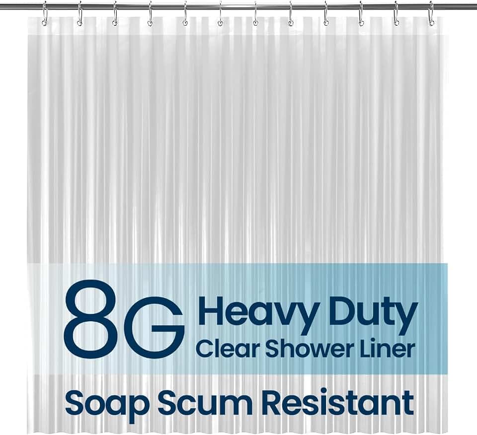 LiBa Shower Curtain PEVA 8G, 72x72 Inch Waterproof Clear