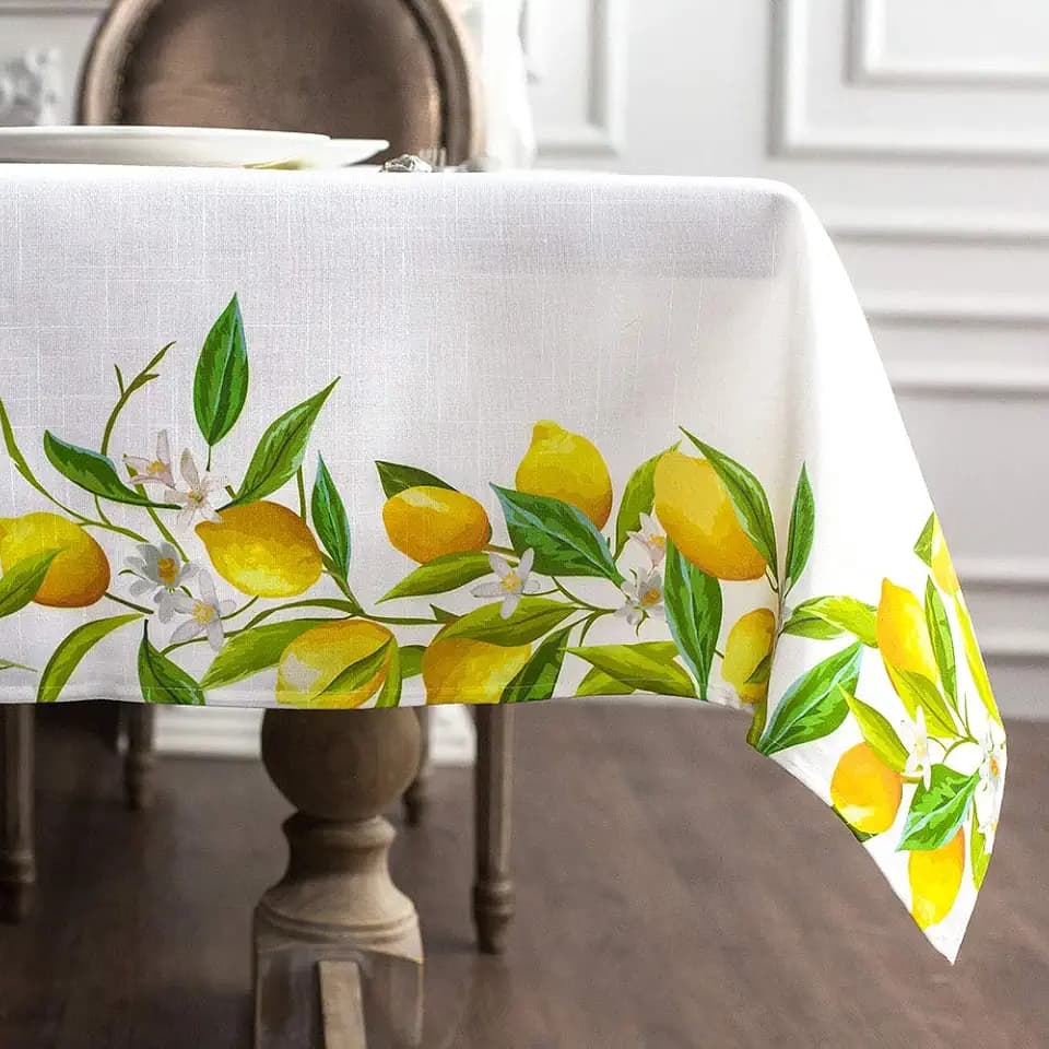 ARTABLE Lemon Print Rectangle Tablecloth Spring Summer Decor 60x104 Inch