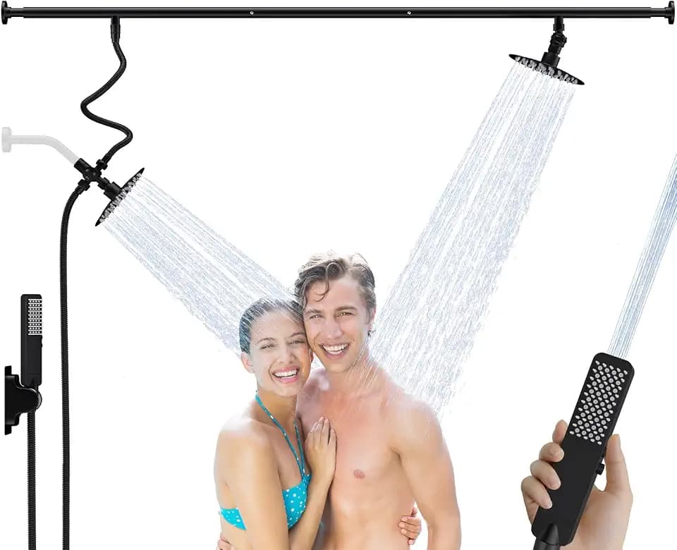 Dual Shower Head for Couples with 6-Mode Diverter, Matte Black