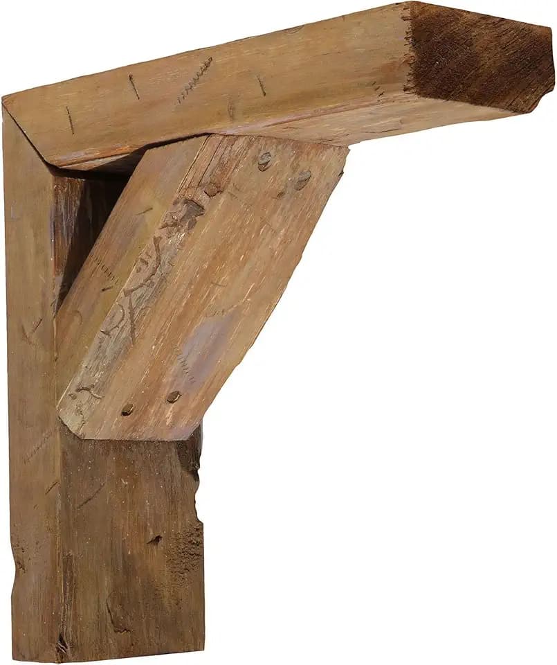 Ekena Millwork 3 1/2"W x 16"D x 18"H Vintage Farmhouse Bracket, Barnwood Decor Collection, Weathered Brown
