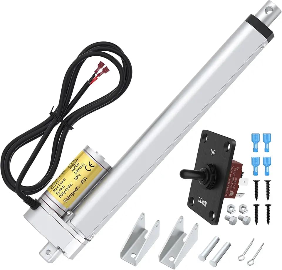 RVMARINEPAT Actuator 12V, High Speed Electric Actuator 14 mm/s Waterproof Linear Actuator 12V 10 Inch Stroke 1000N/220lbs for Recliner TV Lift with Switch
