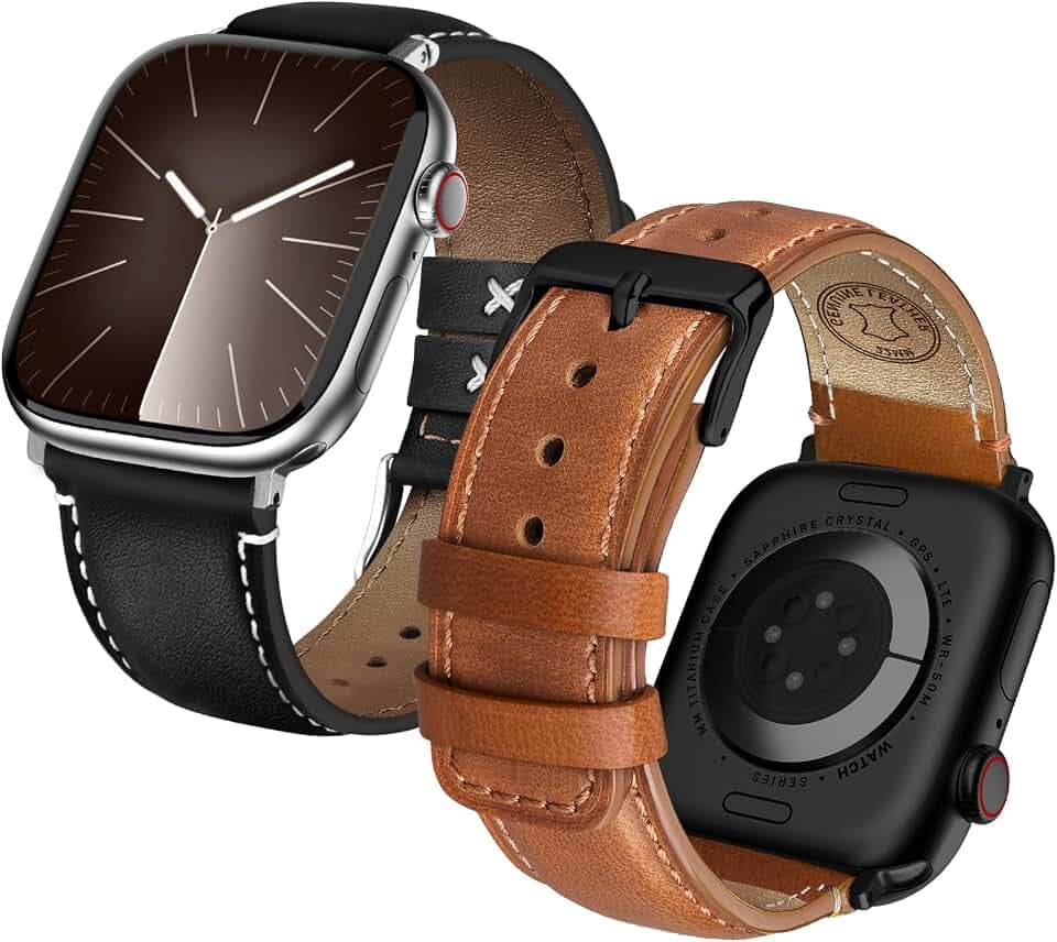 Fullmosa Lederarmband für Apple Watch 46mm 45mm 44mm