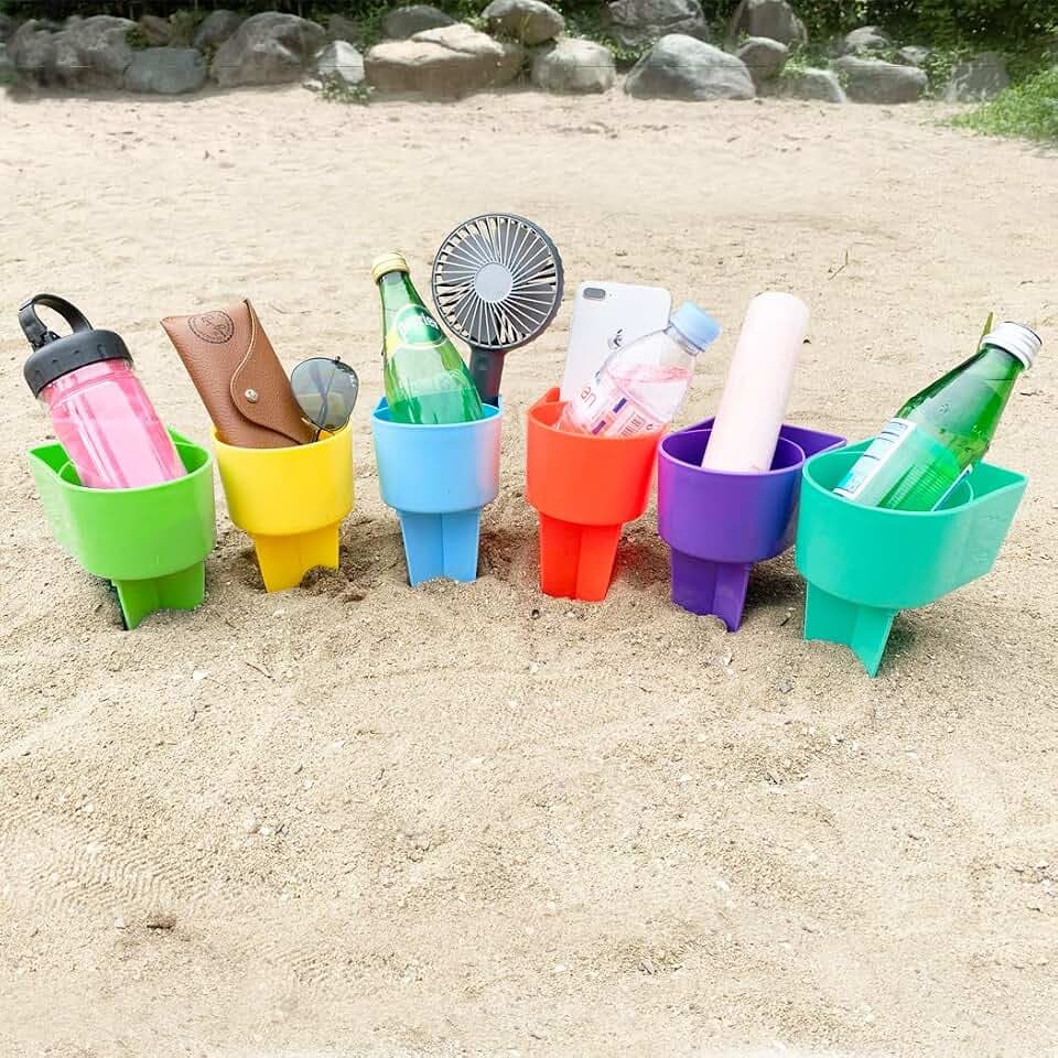 Home Queen Beach Cup Holder, Keep Drinks Stable and Out of Sand, 6 Pack