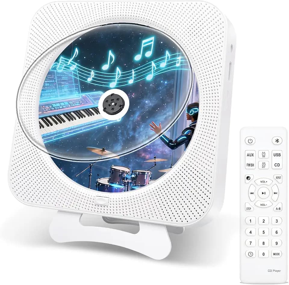 CD Player mit Bluetooth, Staubschutz Wandmontage CD-Player Tragbar