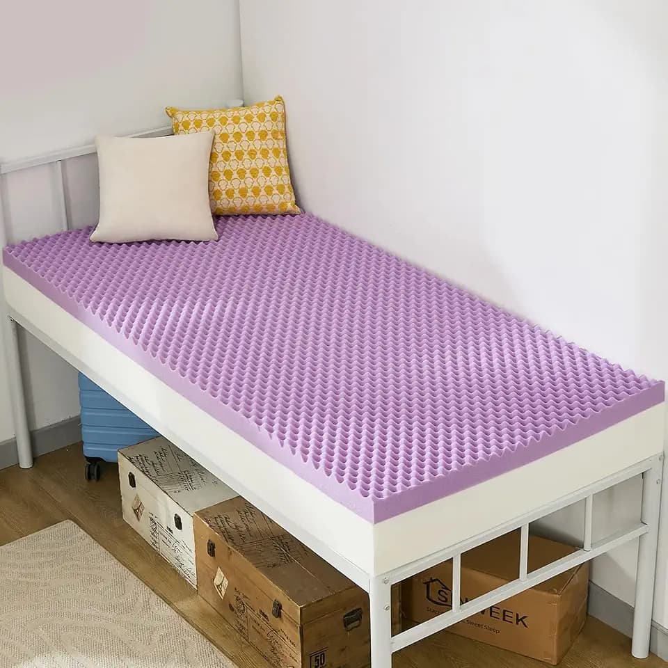 SINWEEK 2 Inch Egg Crate Memory Foam Mattress Topper Twin XL, Twin Extra Long Mattress Pads for College Dorm Single Bed, Pressure Relieve CertiPUR-US Certified,39x80 Inches