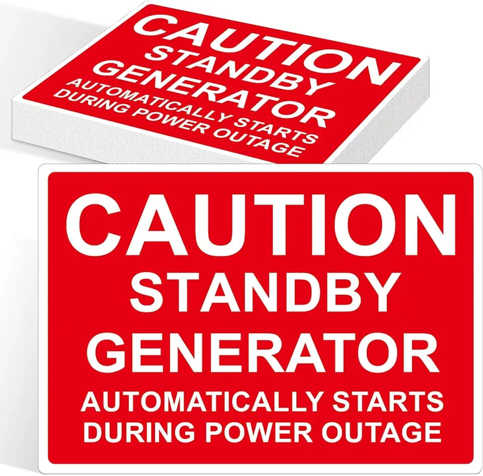 10 Pcs Caution Standby Generator Automatically Starts Labels