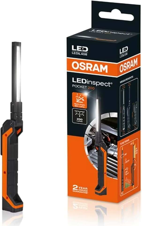 Osram LEDIL408 LEDinspect POCKET200, schlanke Inspektionsleuchte, 6500K, wiederaufladbare LED Arbeitsleuchte, magnetisch, biegsam