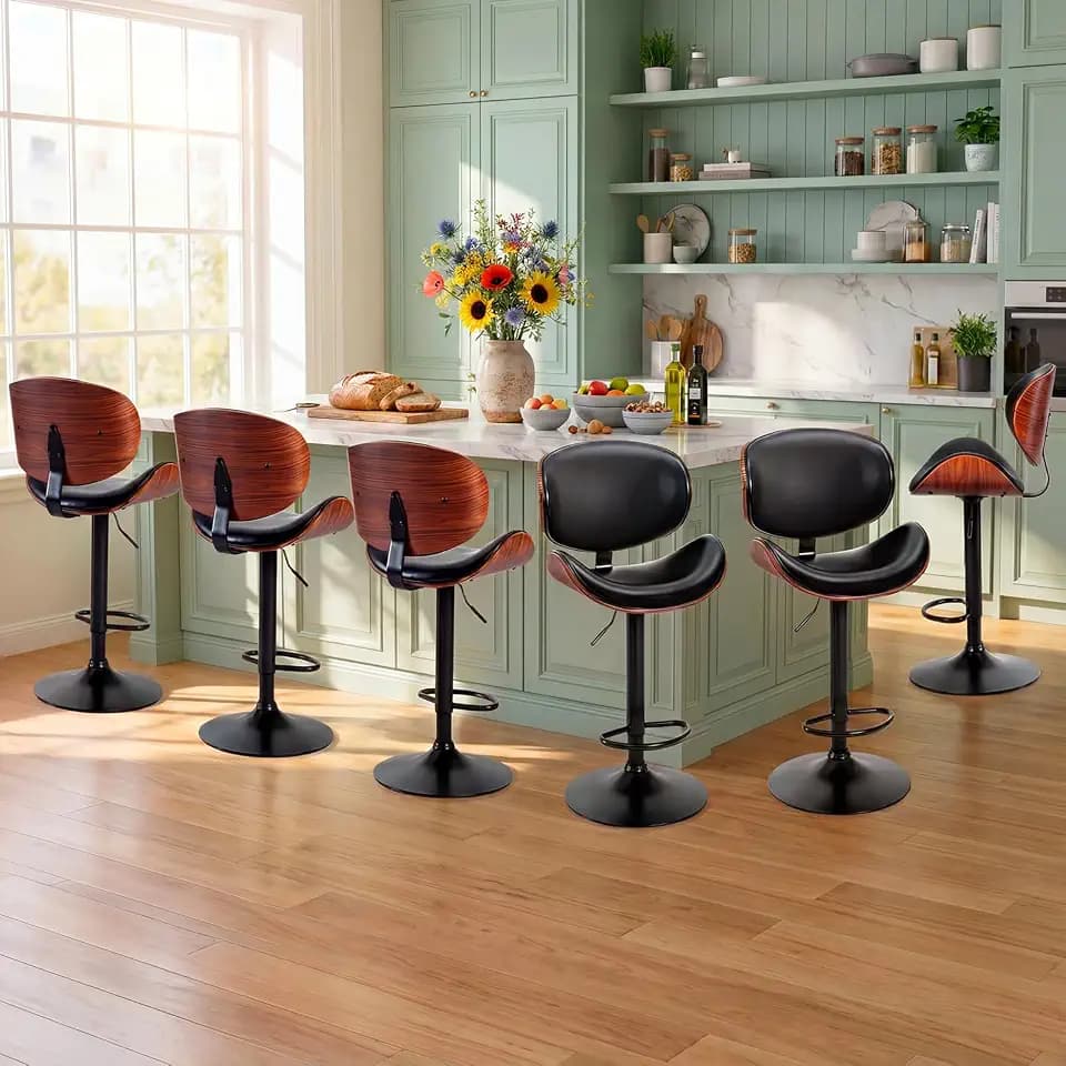 DUMOS Swivel Bar Stools Set of 6, Adjustable Counter Height Bar Chairs