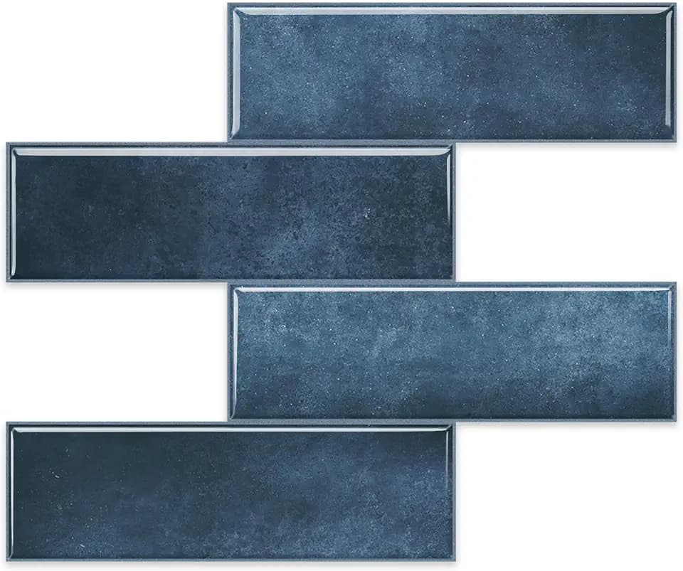 10 Sheets Thick Peel and Stick Backsplash, Self Adhesive Wall Tiles, Stick on Backsplash for Kitchen and Bathroom, 12"x9.8", Deep Blue