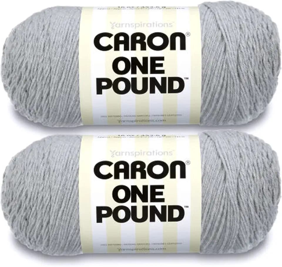 Caron One Pound Soft Yarn for Crocheting & Knitting, Soft Graymix, 2-Pack