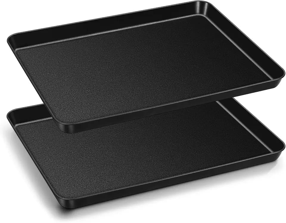 TeamFar Baking Sheets, 16” x 12” x 1” Carbon Steel Cookie Sheet, 2 PCS