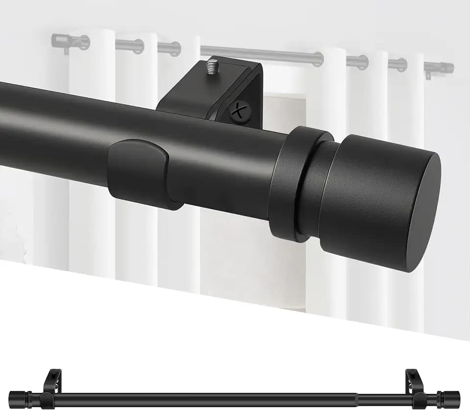 XDW-GIFTS Curtain Rods for Window, 32 to 60 Inch Adjustable Black Metal Drapery Rod with Bracket,1 Inch Diameter Heavy Duty Splicing Curtains Pole Easy to Installtion Suitable for Bedroom,Living Room