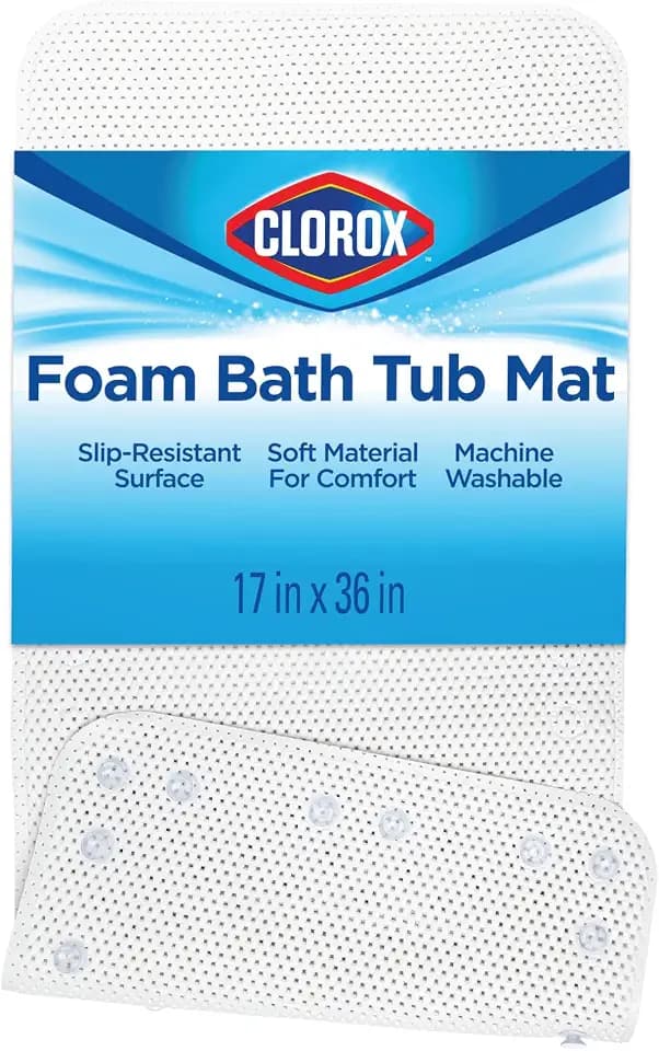 Clorox by Duck Cushioned Foam Bath Mat for Tubs, 17 In. x 36 In, White