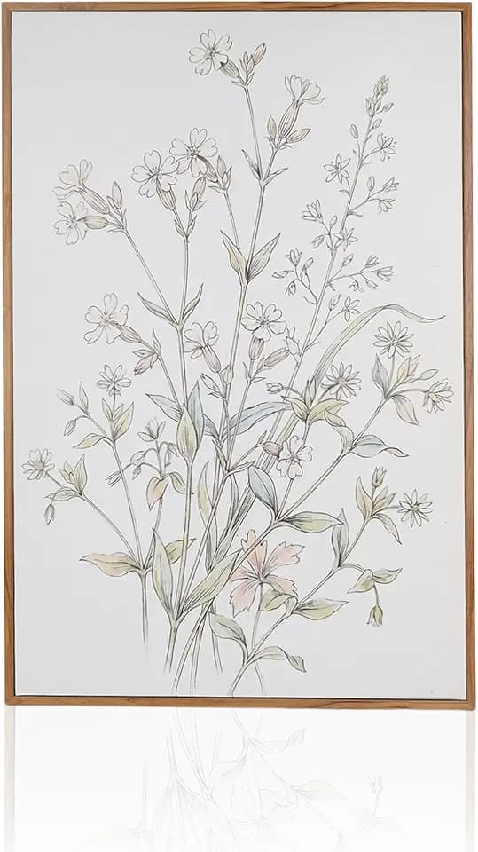 Zesirmay Framed Canvas Wall Art for Living Room Bedroom Bathroom Office, Premium HD Print Ready to Hang Home Decor(Botanical Line Art)