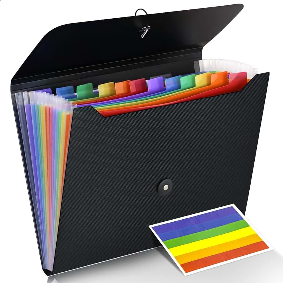 Cesil 13 Pockets Accordian File Organizer with Tabs Expanding File Folder