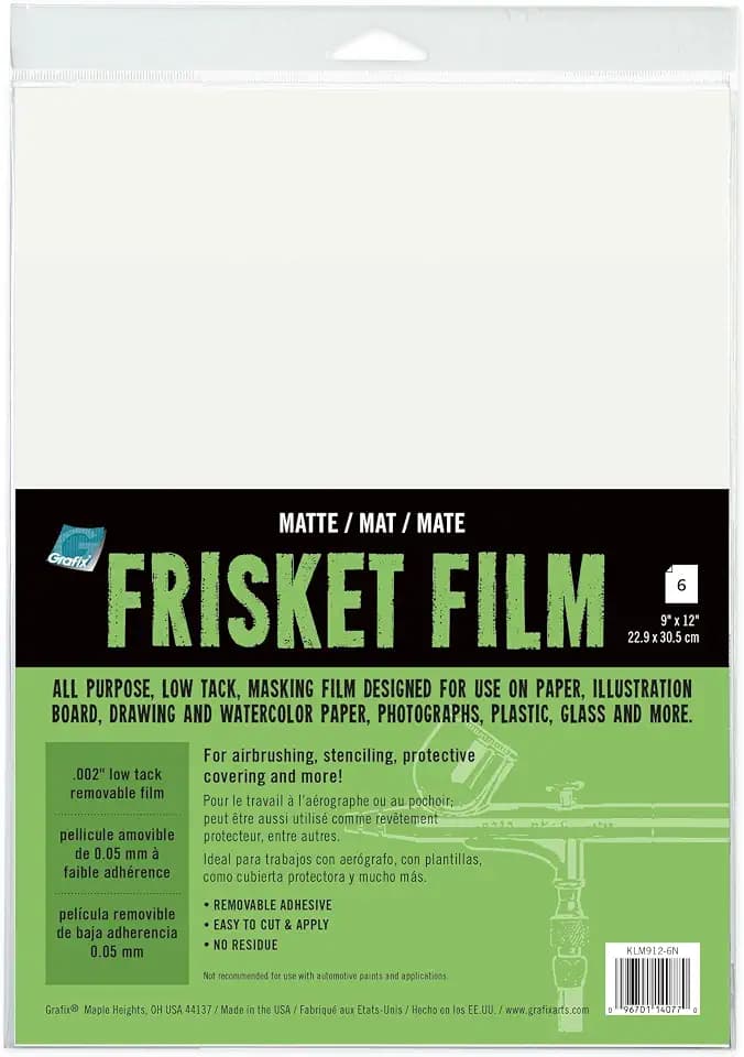 Grafix Frisket Film, Matte, Low-Tack, 9 x 12 in, Pack of 6
