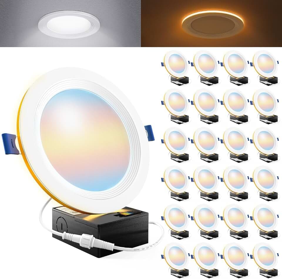 Sunco 24 Pack 6 Inch 5CCT LED Recessed Light with Night Light 14W=100W