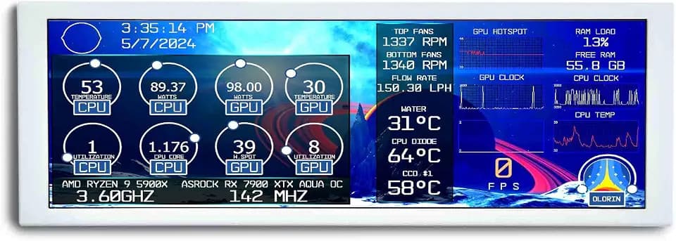 VSDISPLAY Weiß 7,84 Zoll 1280x400 IPS LCD Monitor Stretched Bar Display