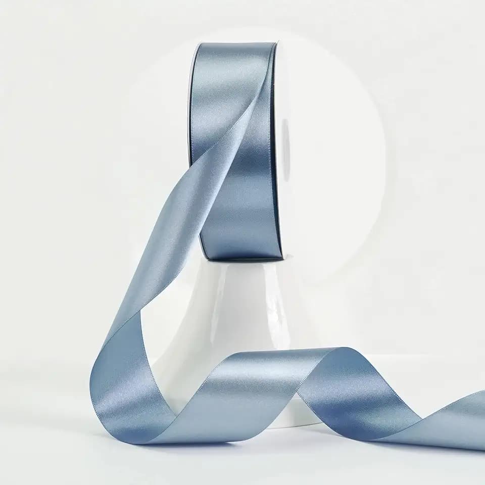 MEEDEE Dusty Blue Satin Ribbon 1-1/2 Inch Dusty Blue Ribbon Lux Double Faced Satin Ribbons By 50 Yards Polyester Satin Ribbons for Crafts, Weddings, Flower Bouquet, Holiday Decorating
