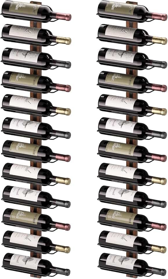 Wall Mounted Wine Rack, 24-Bottle Wall Wine Rack with Solid Wood Backboard