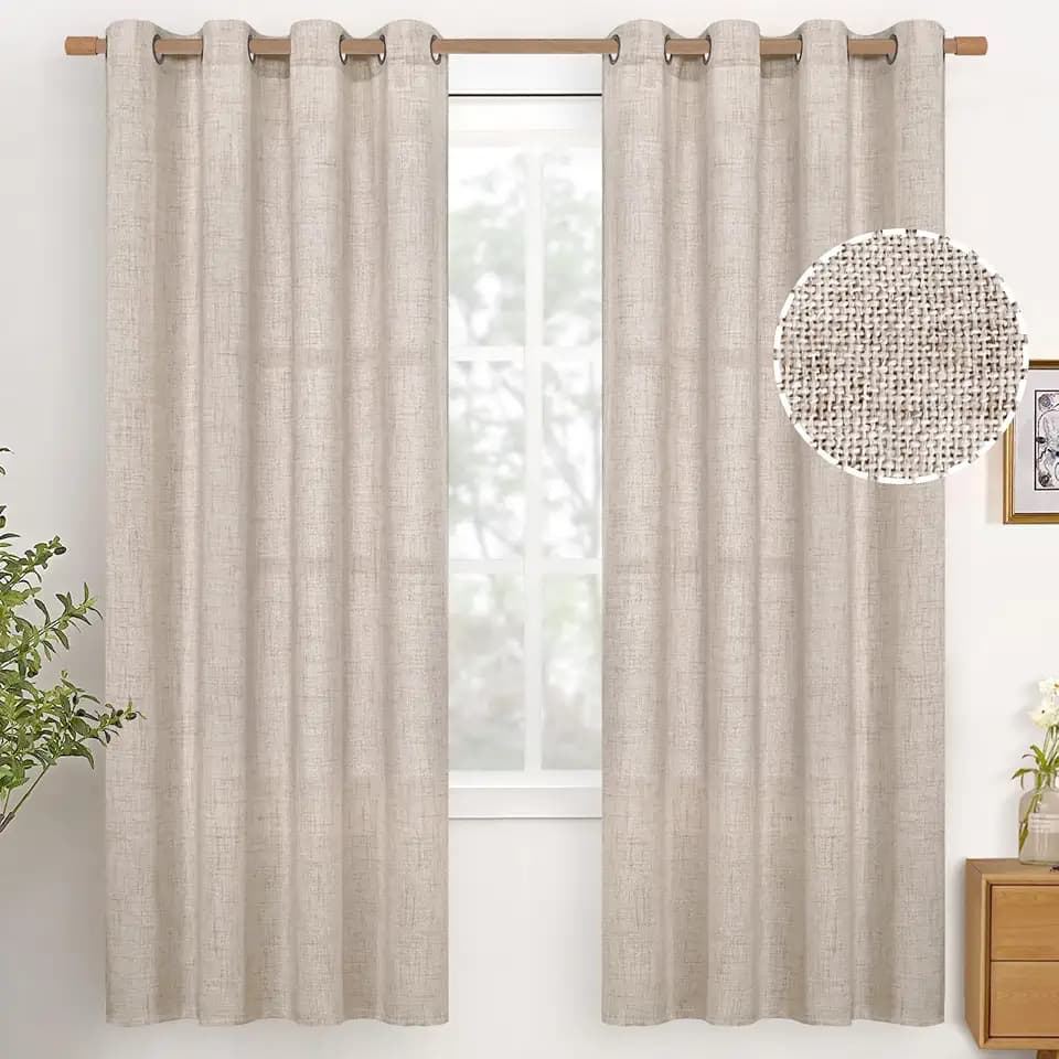YoungsTex Natural Linen Curtains 78 Inch Length for Living Room 2 Panels