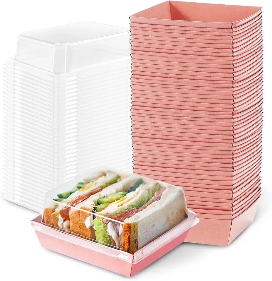 50 Pack Plastic Charcuterie Boxes with Clear Lids, 5" Small