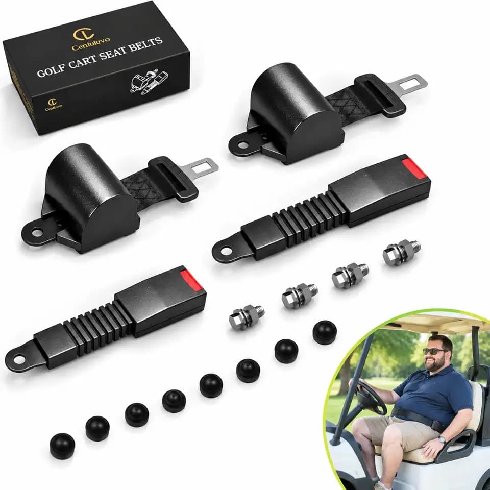Retractable Golf Cart Seat Belt Kit 2 Pack, 53" Extra Long Safety Belt