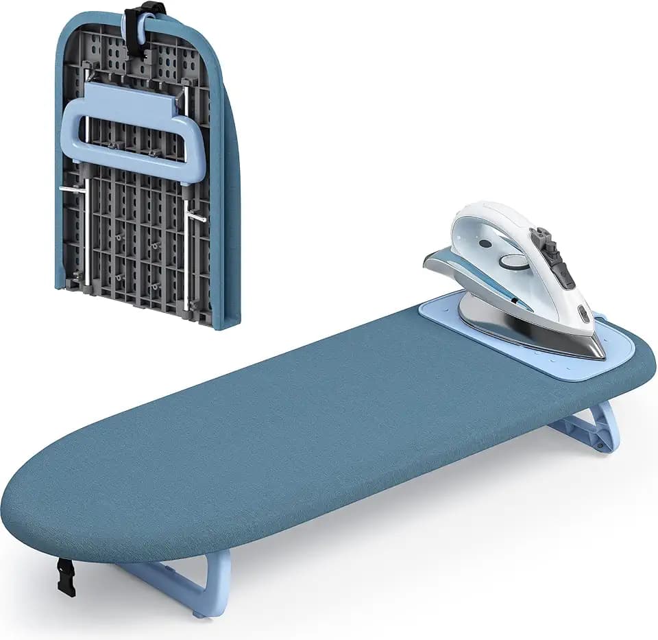 KINGBOARD Small Ironing Board with Iron Mat, Compact Tabletop Iron Board