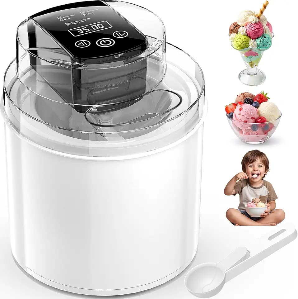 Ice Cream Maker Machine, 2.1QT Double Freezer Bowl, 6-10 Serving Capacity