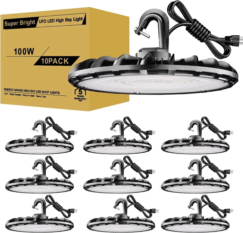UFO LED High Bay Light 100W 11000LM 5000K High Bay LED Shop Lights