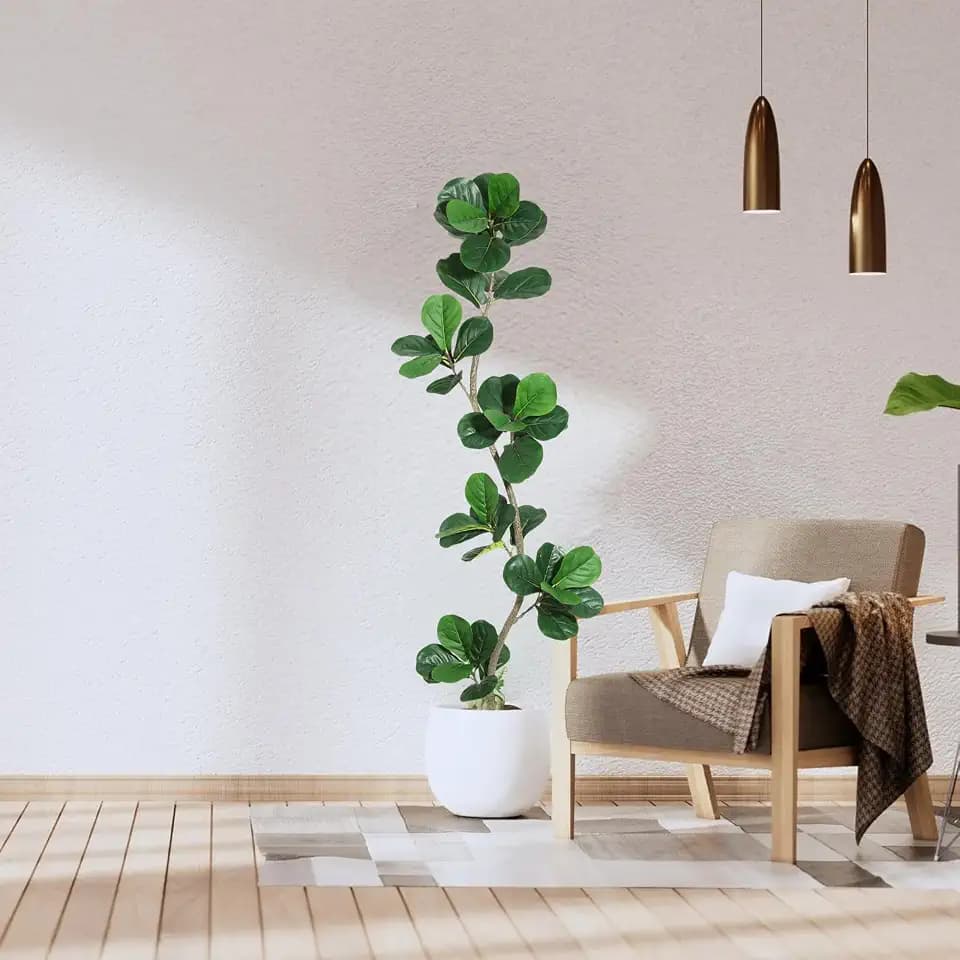 GarveeHome Artificial Violin Leaf Fig Tree, 180 cm High Artificial Ficus Tree with Lifelike Leaves and Planter, Artificial Plants for Home Office and Living Room Decoration
