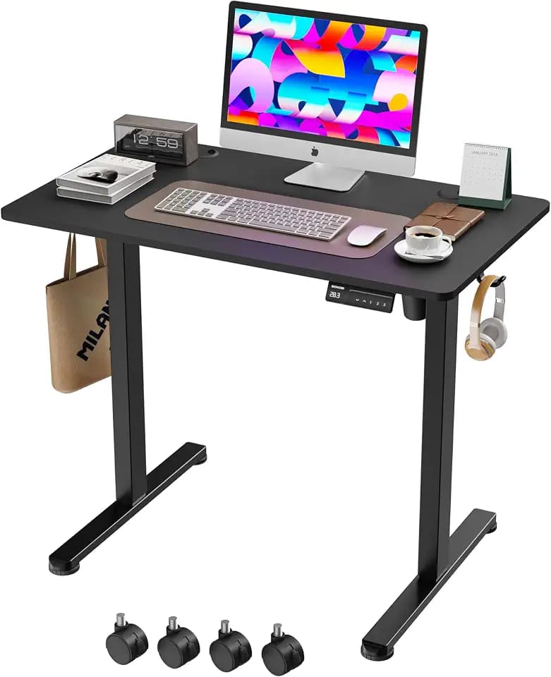 Monomi 35" x 24" Small Electric Standing Desk,Whole Piece Desktop,Black